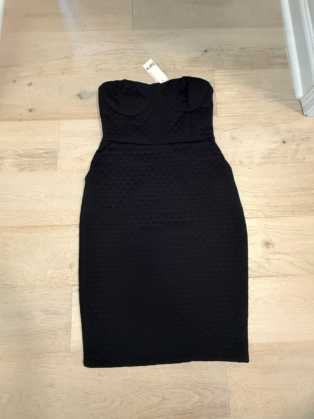 Bar III Black Strapless Quilted Dress Size Medium